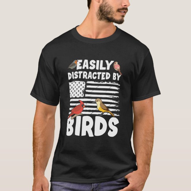 Camiseta Birdwatcher Easily distracted by Birds Crazy Birde (Anverso)