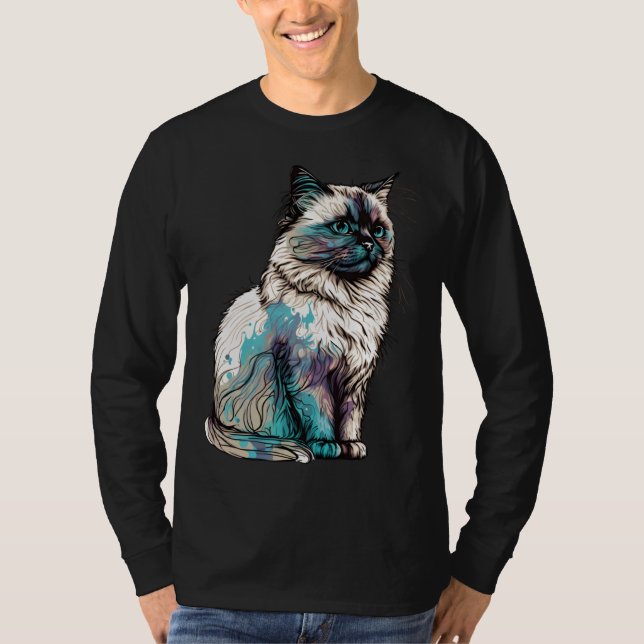 Camiseta Birman Cat Breed Colorful Mom Lady (Anverso)