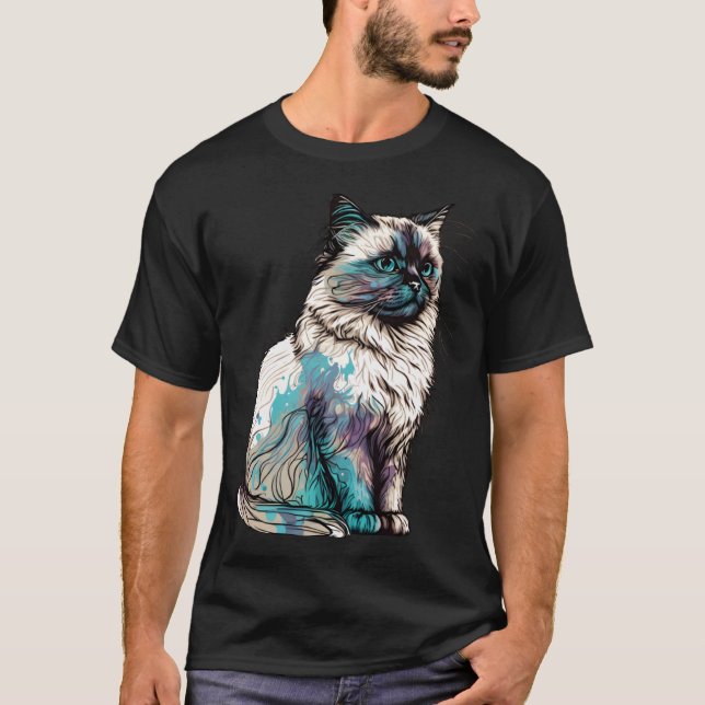 Camiseta Birman Cat Breed Colorful Mom Lady (Anverso)