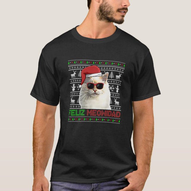 Camiseta Birman Cat Feliz Meowidad Funny Navidades (Anverso)