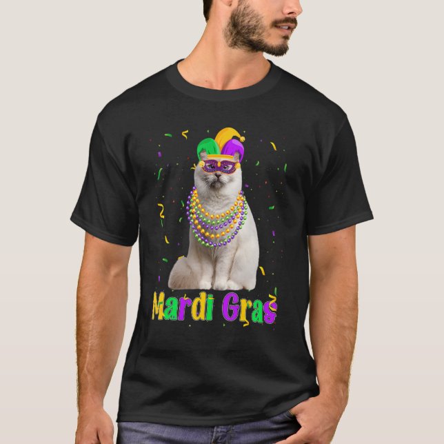 Camiseta Birman Cat Mardi Gras Meowdi Gras Kitten Mask (Anverso)