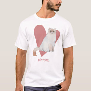 Camiseta Birman Cat Watercolor Kitty Pink Heart