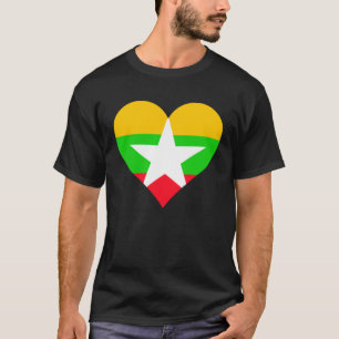 Camiseta Birmania: Corazón de bandera Birmania ama Myanmar