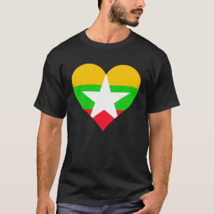 Camiseta Birmania: Corazón de bandera Birmania ama Myanmar
