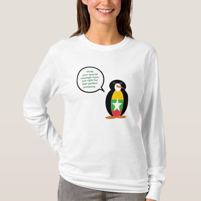 Camiseta Birmania Myanmar habla de la señora Penguin person (Anverso)