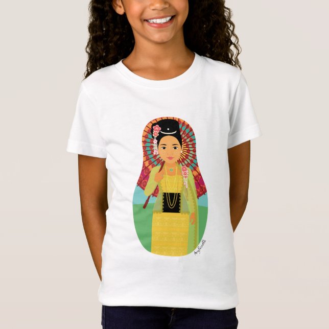 Camiseta Birmanos, Myanmar Matryoshka Chicas (Anverso)