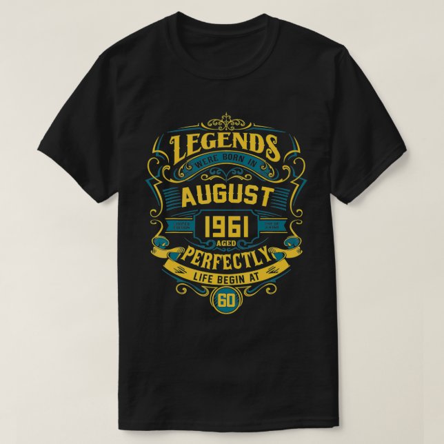Camiseta Birthday August 1961 60th years old (Diseño del anverso)
