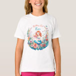 Camiseta Birthday Birthday Chica Floral Temática de Sirena<br><div class="desc">Una pequeña sirena de bonito en una cama de flores color agua ilustracion chica chica camiseta de cumpleaños. Los colores utilizados son rosa,  coral,  naranja,  amarillo y azul.</div>