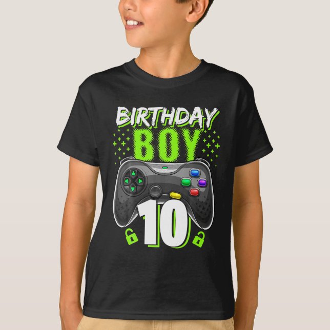 Camiseta Birthday Boy 10 Video Game Controller Gamer 10 (Anverso)