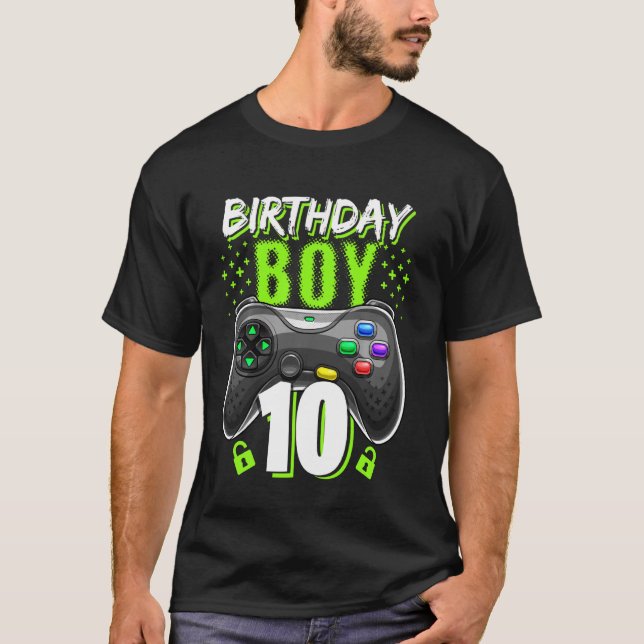 Camiseta Birthday Boy 10 Video Game Controller Gamer 10th B (Anverso)