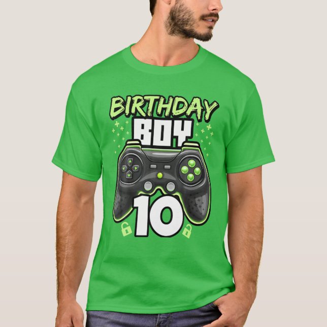 Camiseta Birthday Boy 10 Video Game Controller Gamer 10Th B (Anverso)