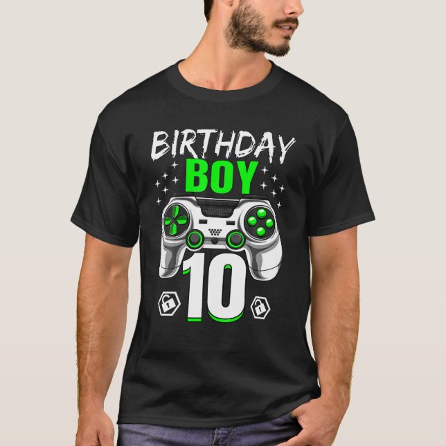 Camiseta Birthday Boy 10 Video Game Controller Gamer 10Th B (Anverso)