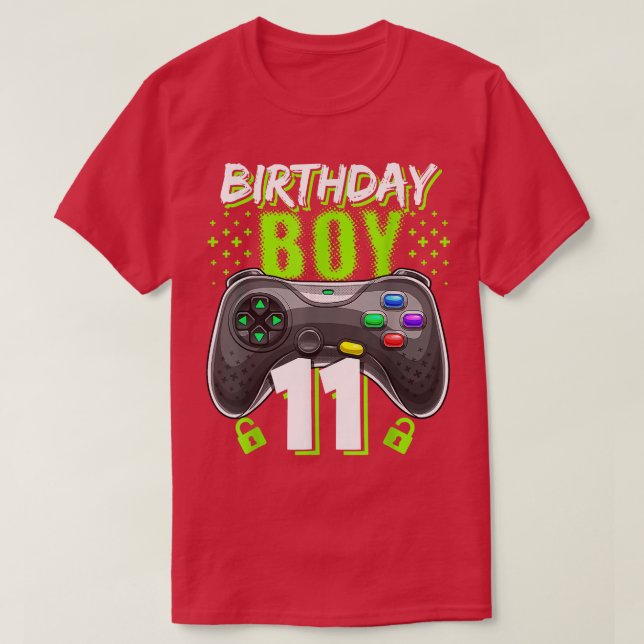 Camiseta Birthday Boy 11 Video Game Controller Gamer 11th B (Diseño del anverso)