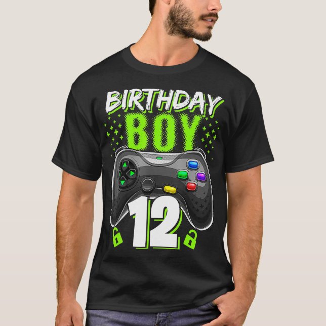 Camiseta Birthday Boy 12 Video Game Controller Gamer 12th B (Anverso)