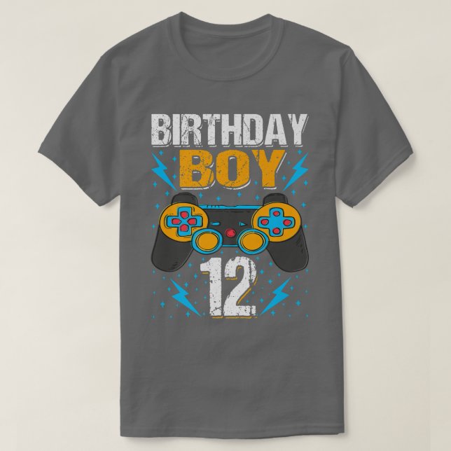 Camiseta Birthday Boy 12 Video Game Controller Gamer 12th B (Diseño del anverso)