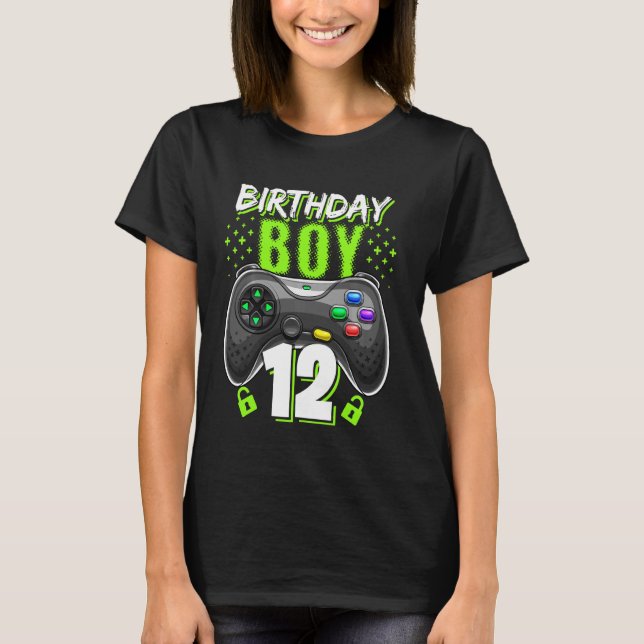 Camiseta Birthday Boy 12 Video Game Controller Gamer 12th B (Anverso)