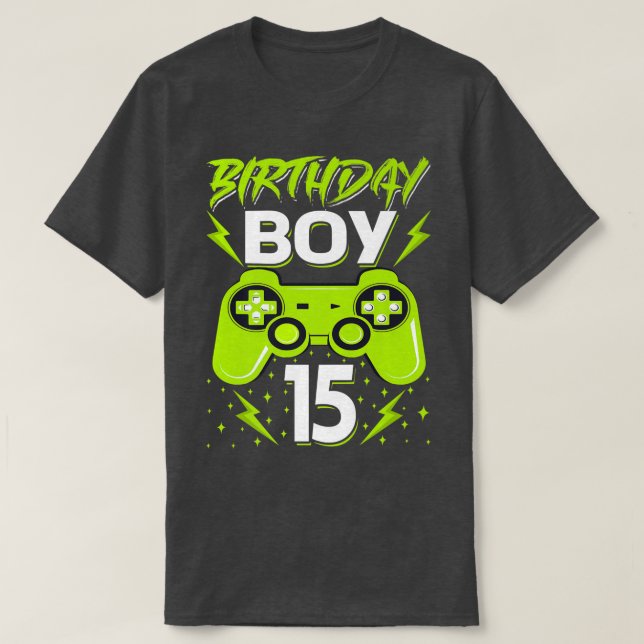 Camiseta Birthday Boy 15 Video Game Controller Gamer 15th B (Diseño del anverso)