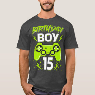 Camiseta Birthday Boy 15 Video Game Controller Gamer 15th B
