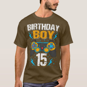 Camiseta Birthday Boy 15 Video Game Controller Gamer 15th B