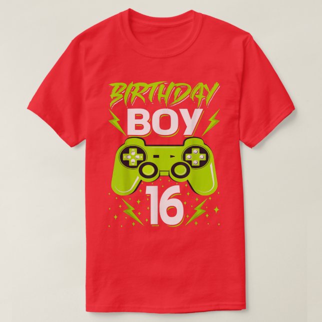Camiseta Birthday Boy 16 Video Game Controller Gamer 16th B (Diseño del anverso)