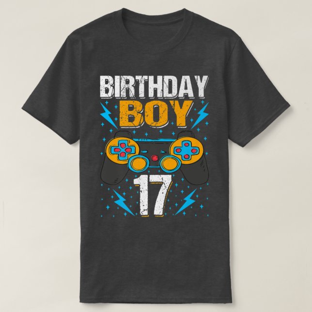 Camiseta Birthday Boy 17 Video Game Controller Gamer 17th B (Diseño del anverso)