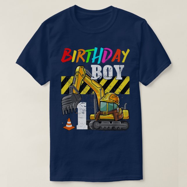 Camiseta Birthday Boy 1st Excavator 1 Years Old Constructio (Diseño del anverso)