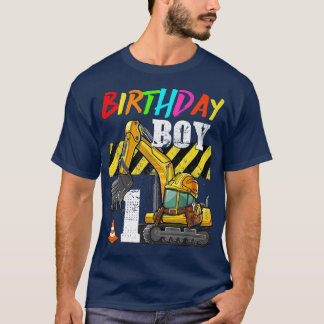 Camiseta Birthday Boy 1st Excavator 1 Years Old Constructio