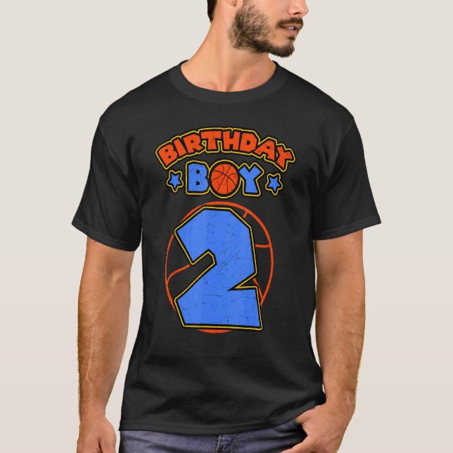 Camiseta Birthday Boy 2 Tema del baloncesto Bday Fiesta 2º  (Anverso)
