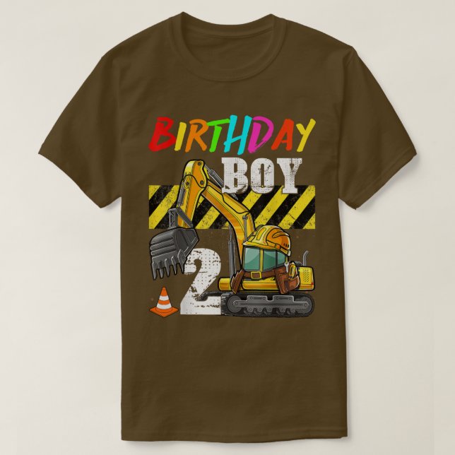 Camiseta Birthday Boy 2nd Excavator 2 Years Old Constructio (Diseño del anverso)