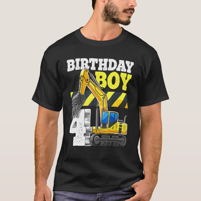 Camiseta Birthday Boy 4 Birthday Excavator Construction V (Anverso)