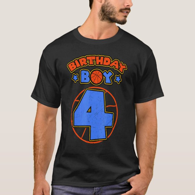 Camiseta Birthday Boy 4 Tema del baloncesto Bday Fiesta 4Ce (Anverso)