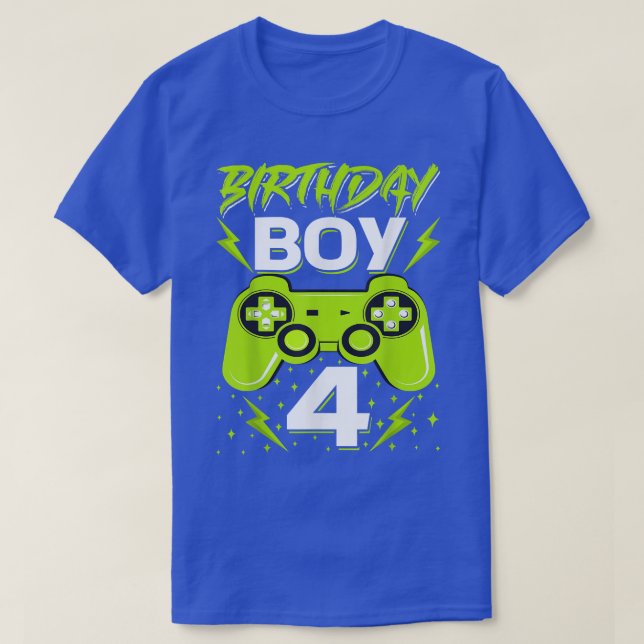 Camiseta Birthday Boy 4 Video Game Controller Gamer 4th Bir (Diseño del anverso)