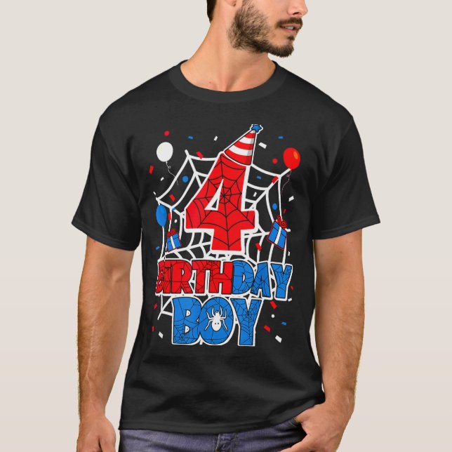 Camiseta Birthday Boy 4 Year Old Sders 4th Birthday Kids  (Anverso)
