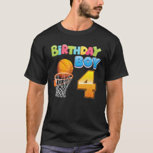 Camiseta Birthday Boy 4 Years Old 4Th Birthday Basketball P