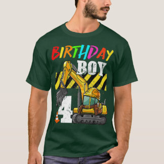 Camiseta Birthday Boy 4th Excavator 4 Years Old Constructio