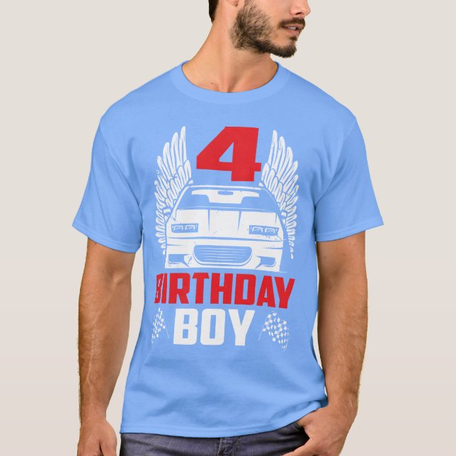 Camiseta Birthday Boy 4wo Race Car 4th Birthday Racing frie (Anverso)