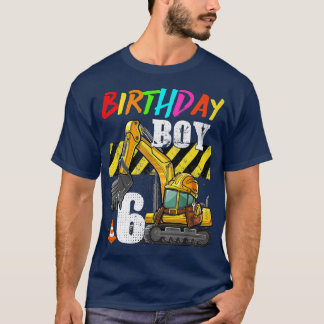 Camiseta Birthday Boy 6th Excavator 6 Years Old Constructio