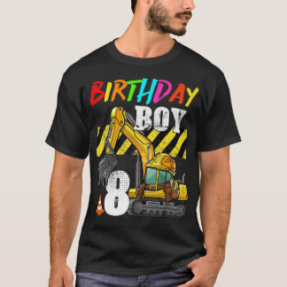 Camiseta Birthday Boy 8 Excavadora 8 años de antigüedad Con