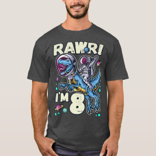 Camiseta Birthday Boy 8 Year Old, Astronaut, Dinosaur, RAWR