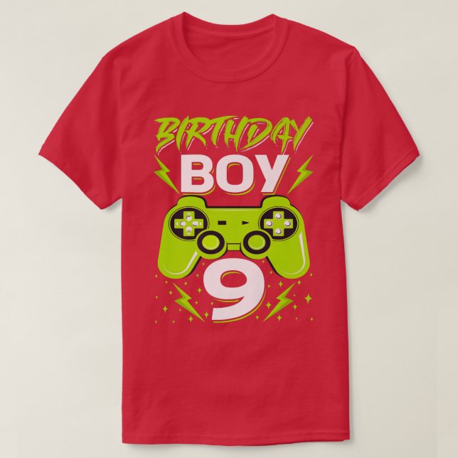 Camiseta Birthday Boy 9 Video Game Controller Gamer 9th Bir (Diseño del anverso)