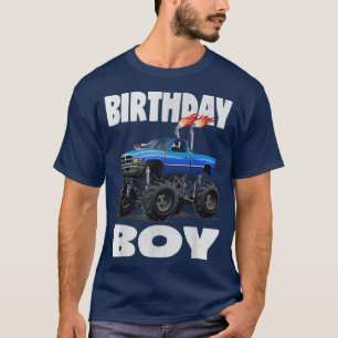 Camiseta Birthday Boy Fire Monster Truck Party Kids Boys Gi