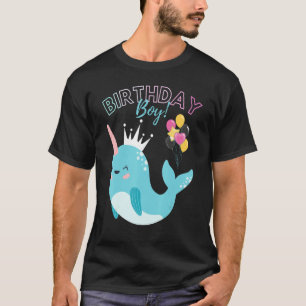 Camiseta Birthday Boy Narwhals Boys Kids Birthday Party Sq