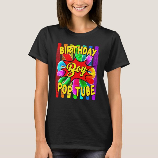 Camiseta Birthday Boy Pop Tube Tema Cumpleaños (Anverso)