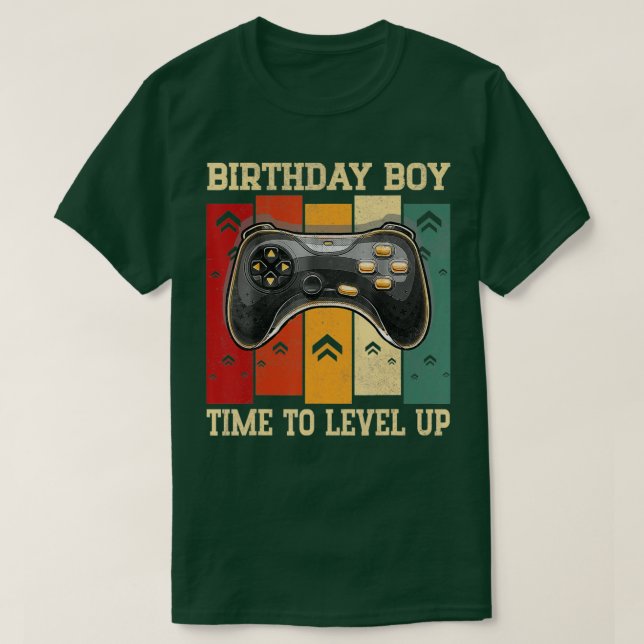 Camiseta Birthday Boy Time to Level Up Funny Video Game Gif (Diseño del anverso)