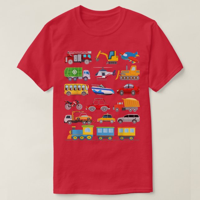 Camiseta Birthday Boy Train Car Fire Truck Airplane Bus,Exc (Diseño del anverso)