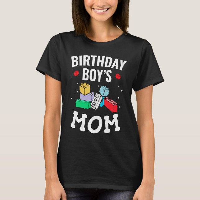 Camiseta Birthday Boy's Mom Building Blocks  4 (Anverso)