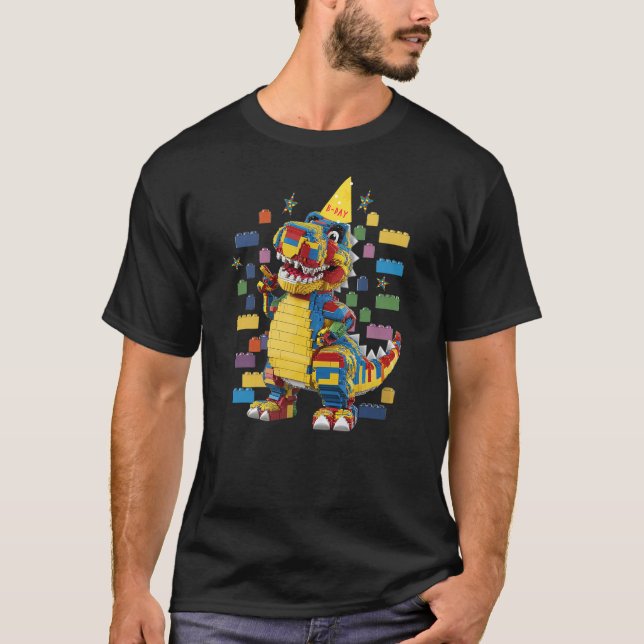 Camiseta Birthday Building Bricks Dinosaur Master Builder B (Anverso)