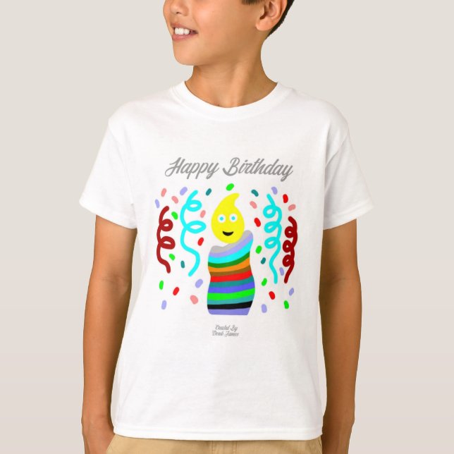 Camiseta Birthday Candle Greetings Boys Basic T-Shirt (Anverso)