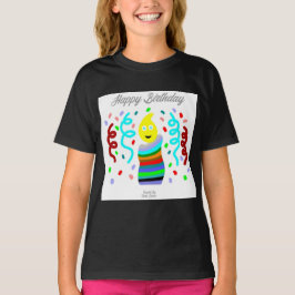 Camiseta Birthday Candle Greetings Girls Black T Shirt