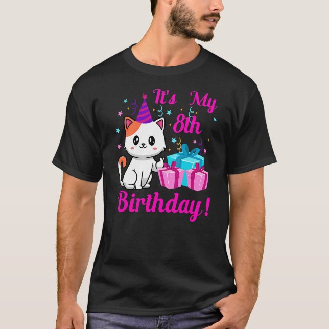 Camiseta Birthday cat 8 years old Kitten kitty 8th Birthday (Anverso)